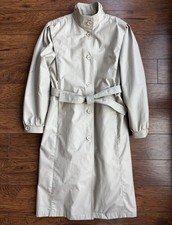 Vintage Classic Women's London Fog Long Trench Coat Khaki Beige Size 8 USA
