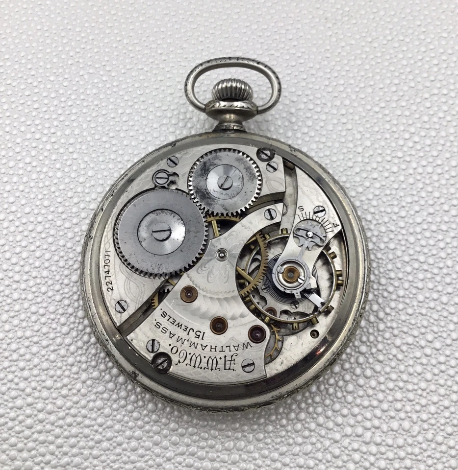 waltham pocket watch Model 1908 / 16s / 15j - not working - Image 3 of 4
