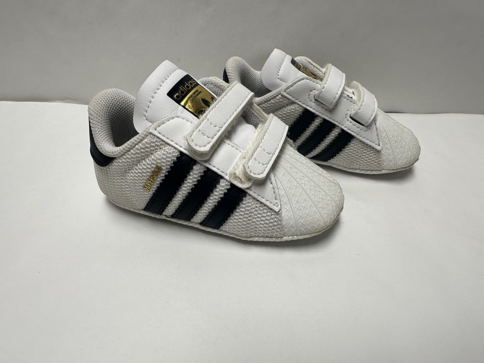 PONY SCARPE SNEAKERS ADIDAS SUPERSTAR CULLA BIANCO NERO BAMBINO TAGLIA 2