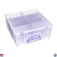ArtBin Super Satchel Double Deep Storage Box - 8 Removable Compartments, Purple
