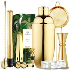 Homestia Cocktail Shaker Set 11Pcs Mixology Bartender Kit Gold Bar Tools Hous...