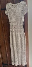 Stunning ZARA heavy Crochet Beige Maxi Dress With Separate Lining.  Size L
