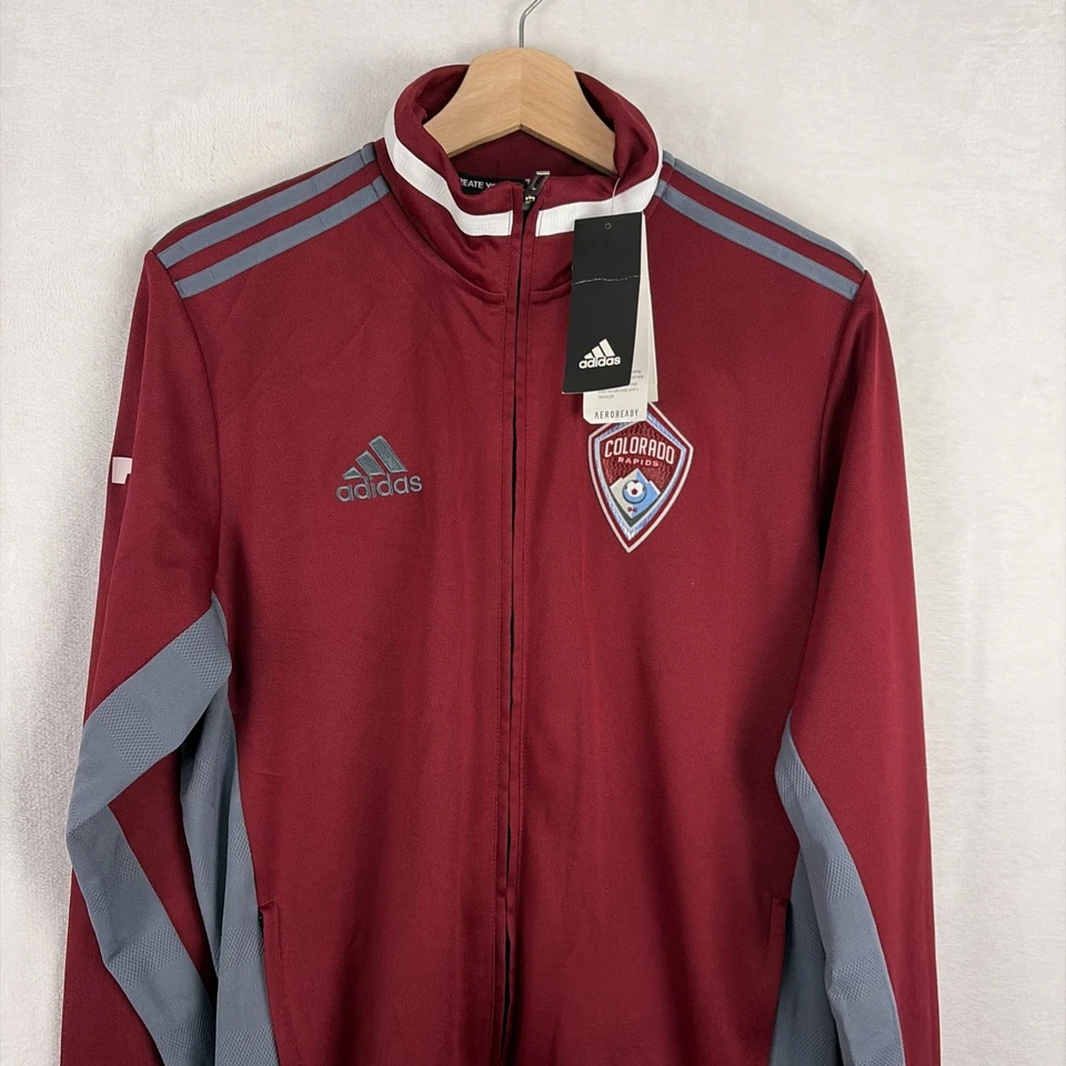 Adidas Colorado Rapids Jacket Size Medium Red Gray Full Zip Track Jacket NWT - Image 2 of 4
