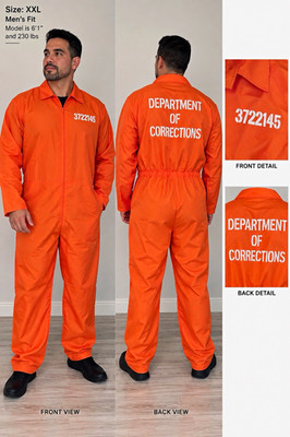 HalloweenCostumes.com Dept of Corrections Orange Jumpsuit Costume XXL realistic