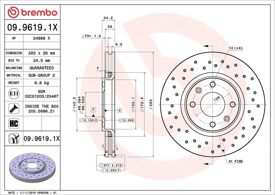 Juego 2x Par de discos de freno ventilados para PEUGEOT 3008 0U delanteros 1.2 1.6 1.6D 09 a 16 Foto 2 de 4