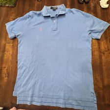 Polo Ralph Lauren Shirt Men M Blue Custom Slim Fit Short Sleeves Lightweight