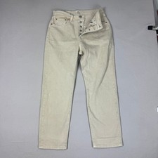Levis Premium 501 Crop Jeans Womens 28 Beige Button Fly Straight Leg High Rise