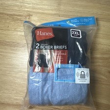 New Men's Hanes 2 pack Tagless soft breathable Premium Boxer Briefs 2XL 44/46 