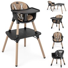 Babyjoy Baby High Chair 4 in 1 Convertible Toddler Table Chair Set w/ PU Cushion