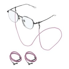 6 Pcs Leather Glasses Chain, Eyeglasses Chain with Lanyard, Pink