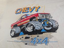 VTG 1987 Chevy 4X4 Monster Truck T Shirt XL Air Waves Single Stitch Lightning