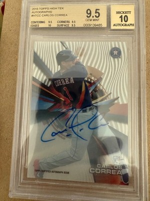 2015 Topps High Tek - Autographs Carlos Correa #HT-CC Pattern 1 Grass/Waves (AU,