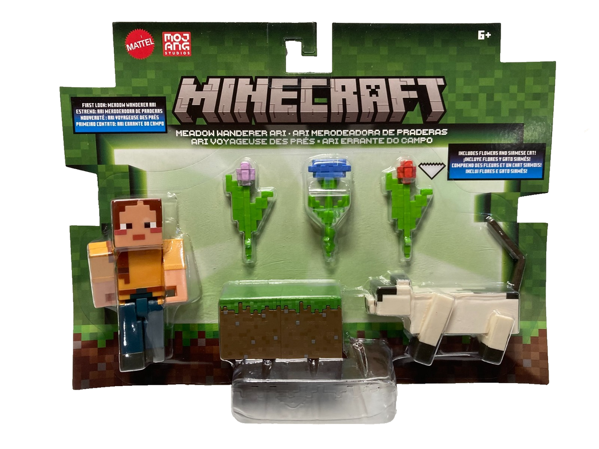 Minecraft Figure 2-Pack: MEADOW WANDERER ARI & SIAMESE CAT w