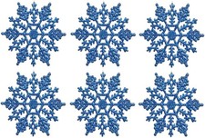 24PCS Blue Plastic Snowflake Ornaments 3" Glitter Decorations for Christmas Tree