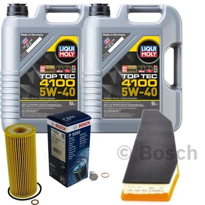 BOSCH Inspektionspaket 10L Liqui Moly Top Tec 4100 5W-40 für BMW X3 3.0d 3.0sd