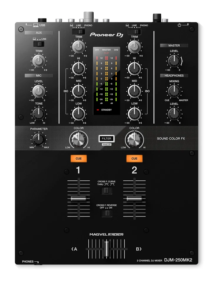 DJ-микшер Pioneer DJM-250MK2 2-канальный с кабелями - Изображение 3 из 4