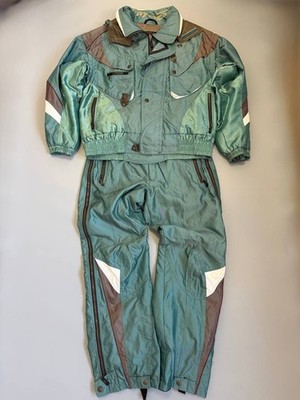 Spyder Ski Suit Mens Snowsuit Coat Jacket Snow Pants Bib VTG Retro Iridescent XL