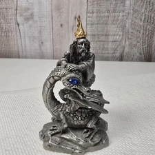 1999 Rawcliffe Pewter 3" Teacher's Pet Wizard and Dragon  DD RPG Vintage