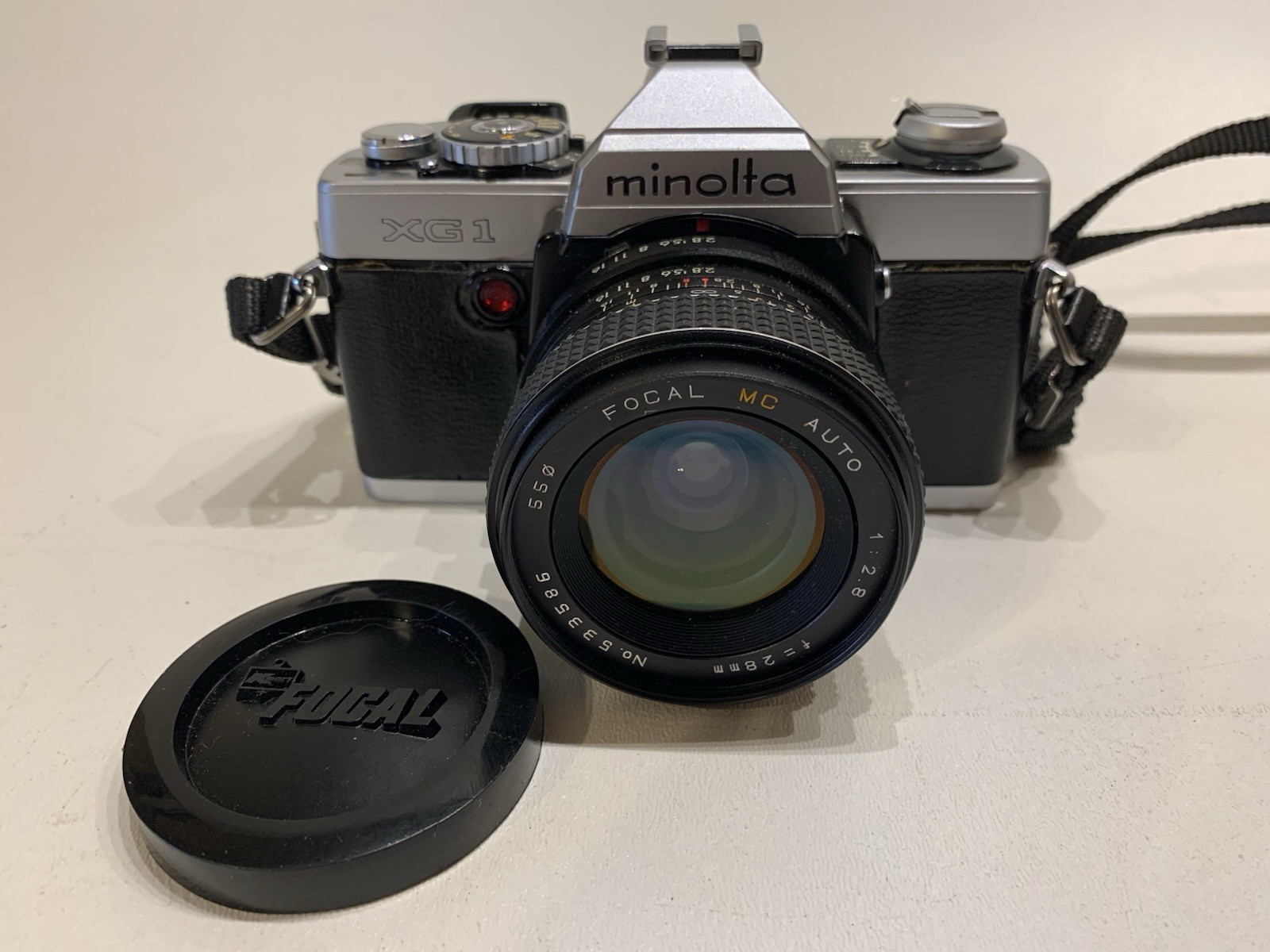 Working Minolta XG-1 35mm Film Camera + Focal 28mm Lens