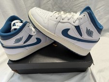 Jordan Air Jordan 1 Mid SE GS Unisex Kids Sneakers White/Blue Mid Top 5.5Y