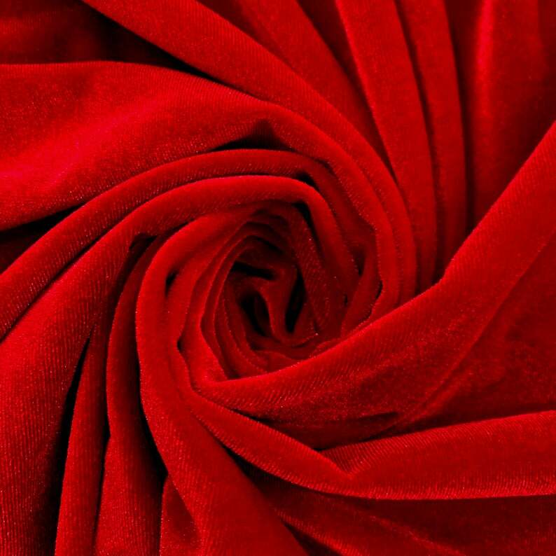 58-60 Red Stretch Velvet Fabric 12 Yards (420gms/yd) Wholesale by The Bolt