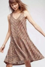 Maeve Westwater Chevron Knit Dress Size XS Brown Pink Motif Anthropologie