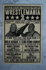 Wrestle Mania 2  Promo Poster  Wrestling Hulk Hogan King Kong Bundy #1