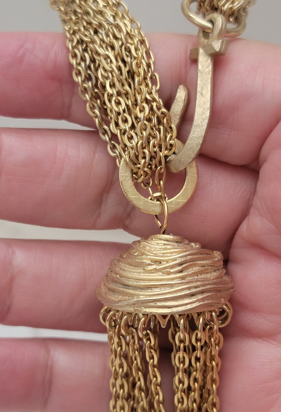 Statement Tassel Multi Chains Station Rings Gold … - image 11