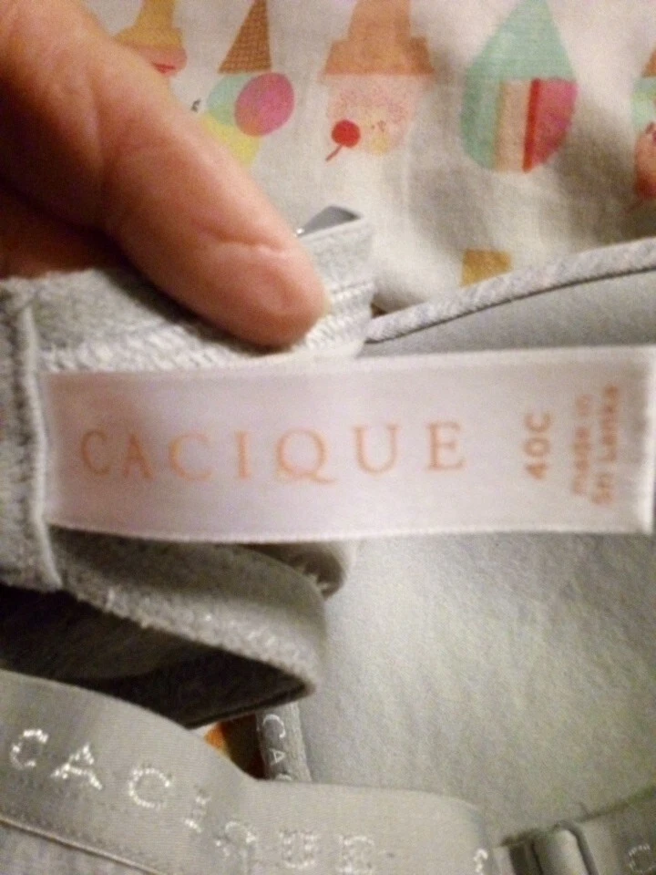 Lane Bryant Cacique Bra 40C Lightly Lined Cotton T-Shirt Light Gray Floral - Image 3 of 3