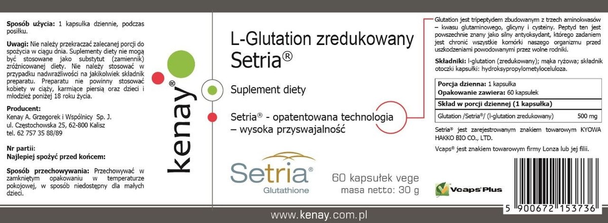 L-glutathione reduced Setria® Kyowa Hakko Bio 60 capsules - dietary supplement L-glutathione reduced Setria® Kyowa Hakko Bio 60 capsules - dietary supplement