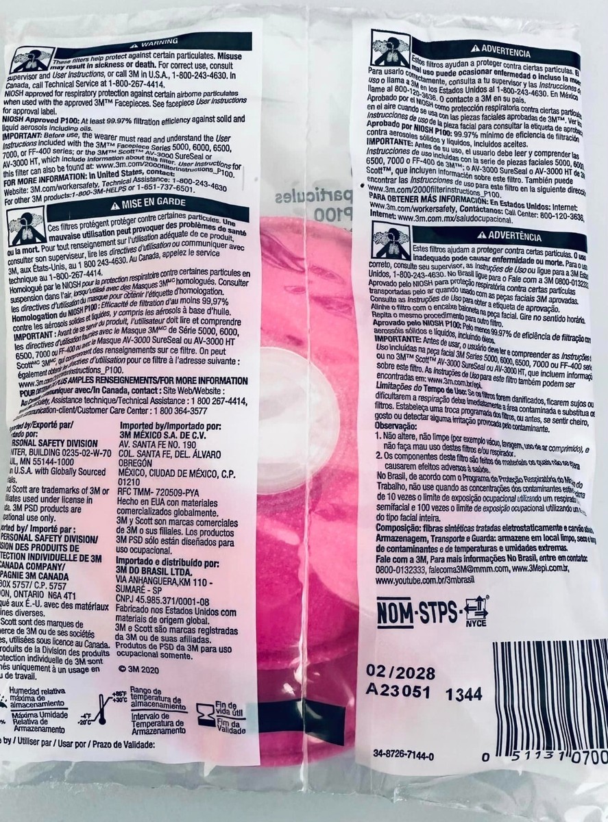 3M (Non CN) 2097 2091 P100 Particulate Filter For 6200/6800/7502 Mask - Foto 8