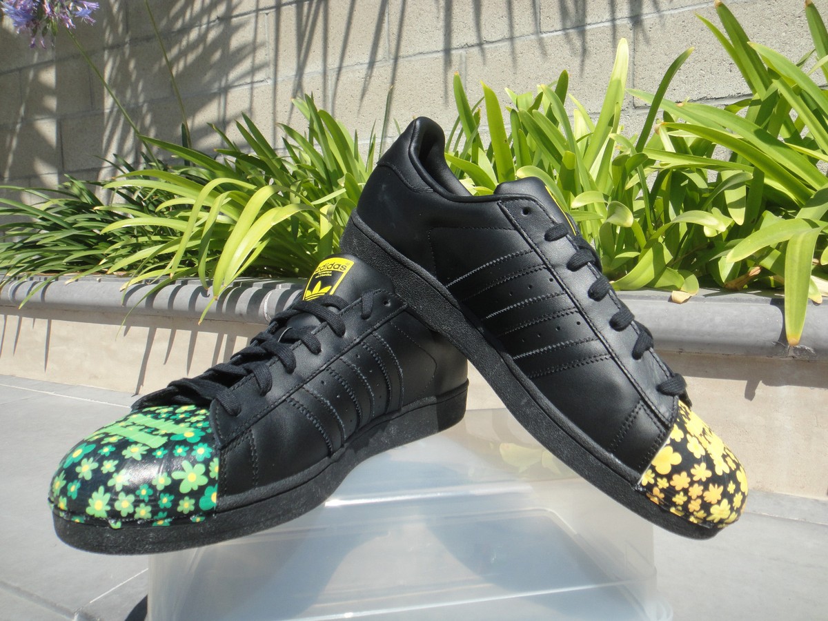ADIDAS SUPERSTAR PHARRELL BLACK Leather Supershell Floral Men's