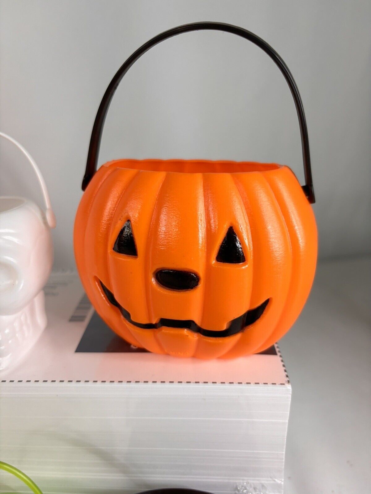 Halloween Alien Treat Bucket Collection 4 Mini Pails Framed Vintage Treat Bag