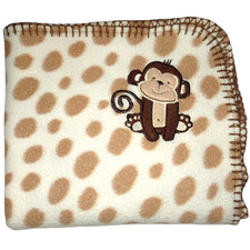 Garanimals Monkey Fleece Polka Dot Baby Blanket Lovey Brown Tan Spotted Thin