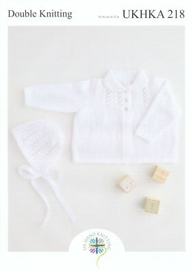 Doppelstrick Strickmuster Baby Spitzendetail Kragen Jacke & Mütze UKHKA 218