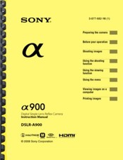 Sony Alpha A900 OWNER'S INSTRUCTION MANUAL