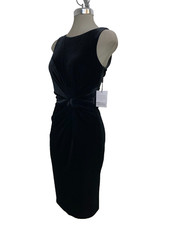 NEW Calvin Klein Elegant Formal Black Velvet Twist Waist Sheath Dress size 6