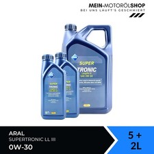 Aral SuperTronic LL III/3 0W-30 VW Mercedes BMW Motoröl 5+2 Liter = 7 Liter Aral SuperTronic LL III/3 0W-30 VW Mercedes BMW Motoröl 5+2 Liter = 7 Liter