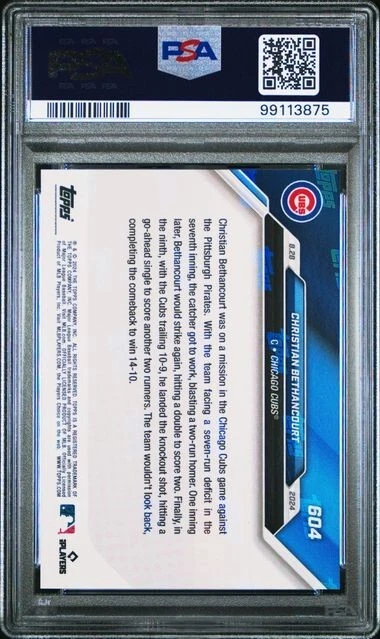 2024 Topps Now 7-RBI 蓝色 #604 Christian Bethancourt 芝加哥小熊队 /49 PSA 9 — 第 2/2 张图片