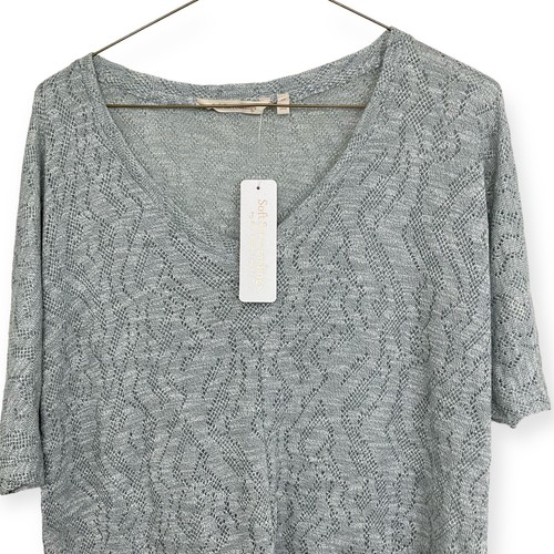 Soft Surroundings Short Sleeve Sweater V-Neck Pullover Gray Size XS - Picture 2 of 5