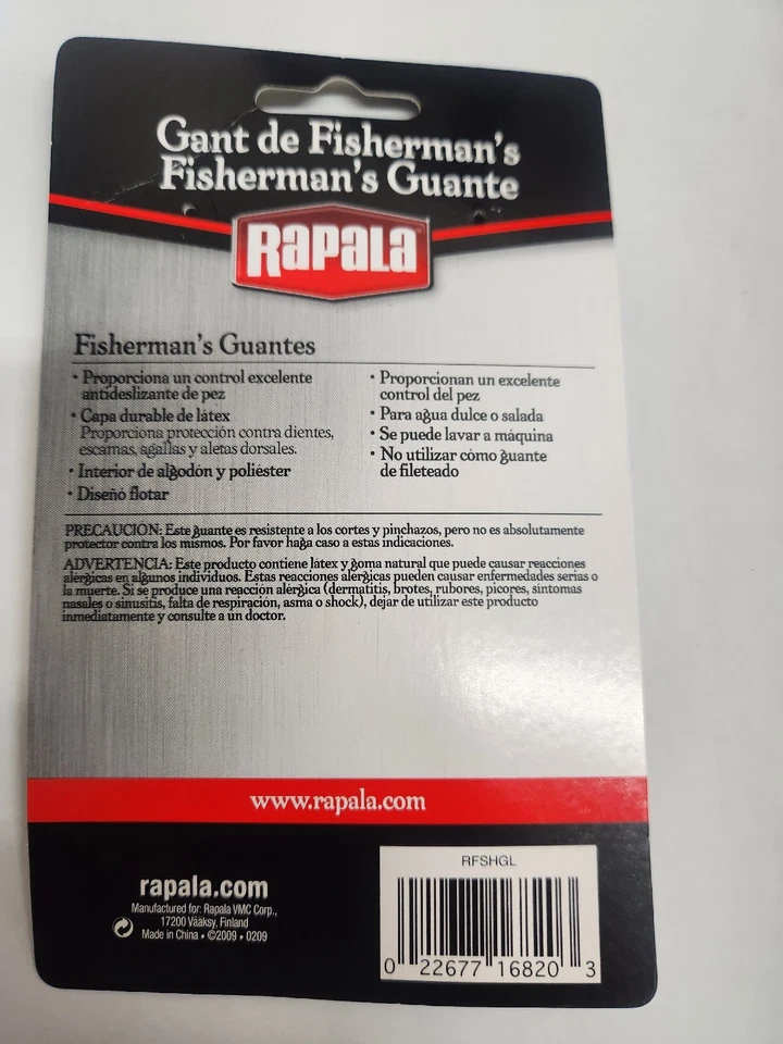 Guantes de Pesca RAPALA Pescadores Protección Antideslizante Revestimiento de Látex Negro Secado al Aire Foto 3 de 4