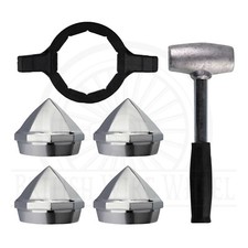 Bullet Chrome Knock Off Spinner Caps For Lowriders Set Of 4 Wrench Hammer