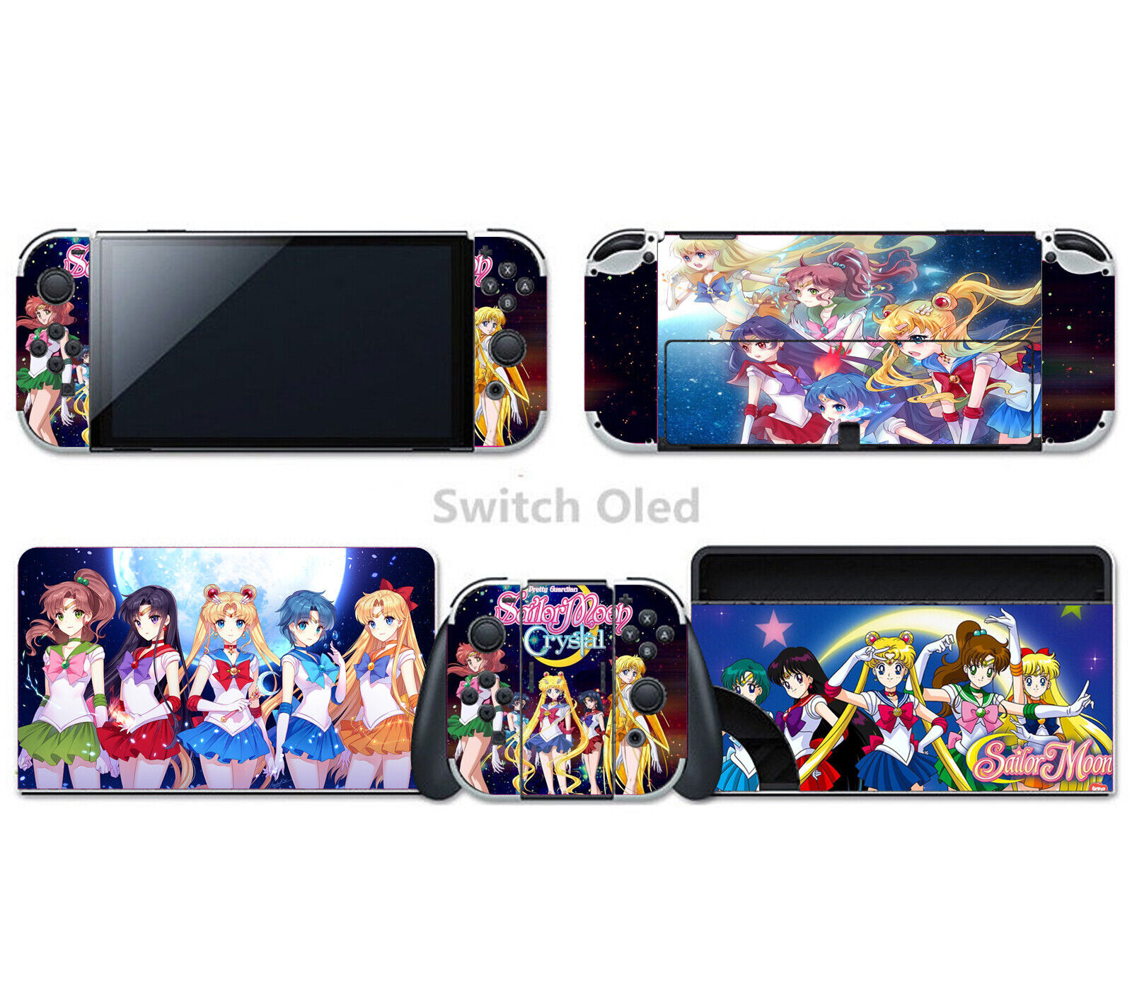 Anime Sailor Moon Nintendo Switch OLED Console Dock JoyC Skin Sticker Decal Set