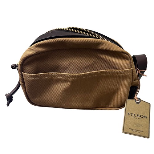 Filson Tan Rugged Twill Brown Leather Trim Travel Kit Toiletry Bag USA NEW - Picture 6 of 6
