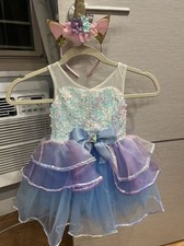 Weissman Ballet Recital Girls Dress Tutu Blue Purple Size SC Unicorn Headpiece