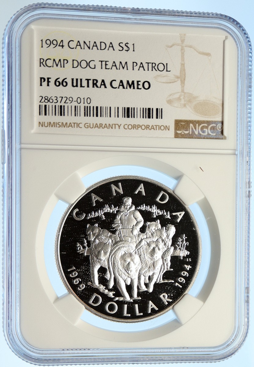 1994 CANADA Elizabeth II RCMP DOG TEAM PATROL Proof Silver $1 Coin