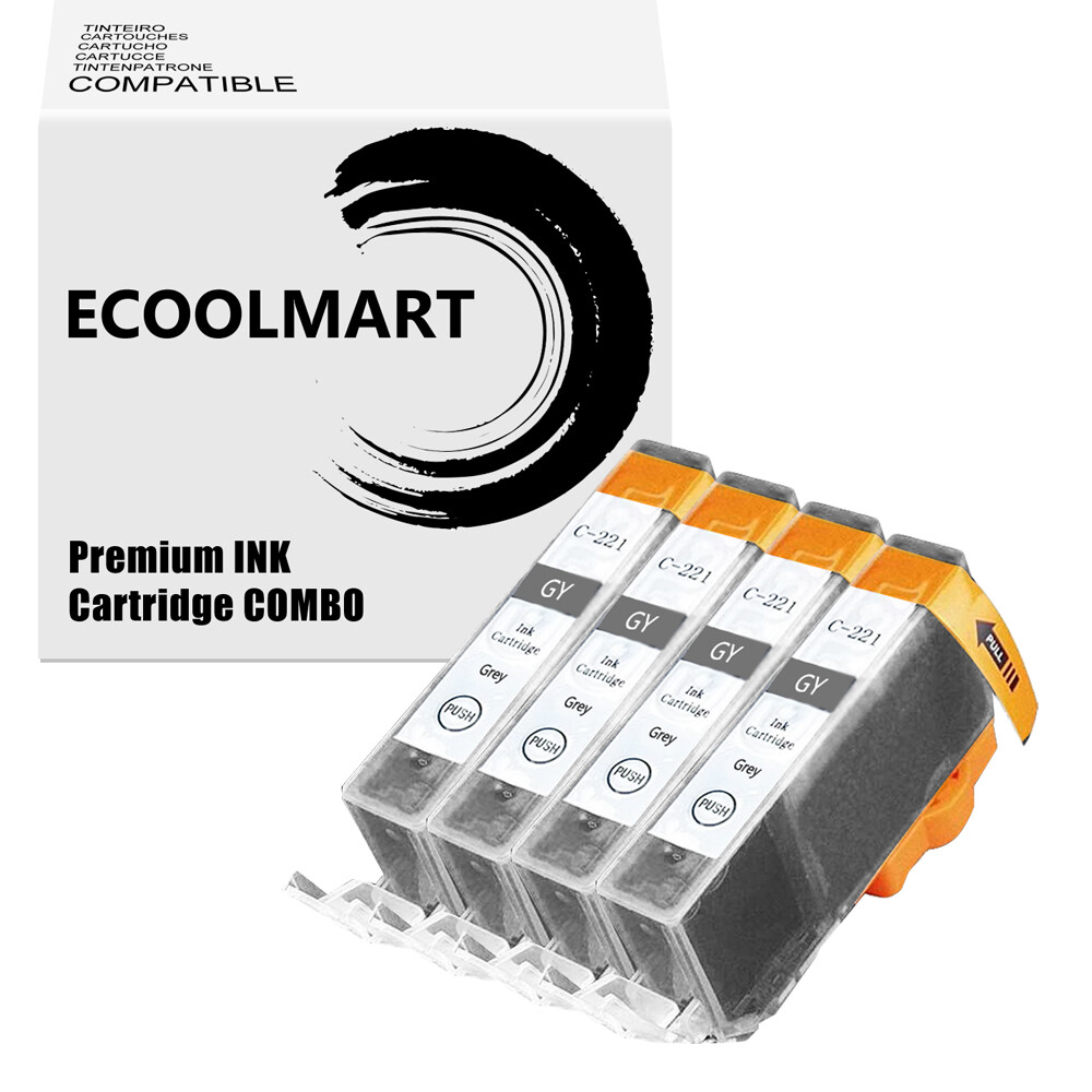 4PK Grey Ink Cartridge with chip for CLI-221 PIXMA MP980 MP990