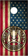 American Flag 2nd Amendment Skull LAMINATED Cornhole Wrap Bag Toss Skin Decal