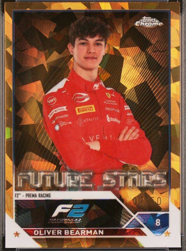 2023 Topps Chrome Sapphire Formula 1 F1 Oliver Bearman Gold #/50 #71 Haas Rc 🔥