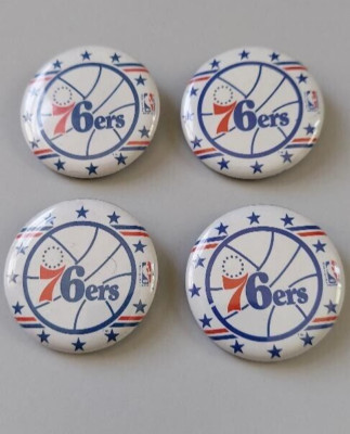 NBA Philadelphia 76ers Four Used Button Lot Basketball OOP Vintage 90's ...